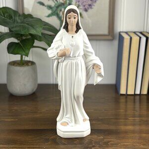 Vintage Sacred Heart of Mary Catholic Plaster Chalkware Religious Figurine